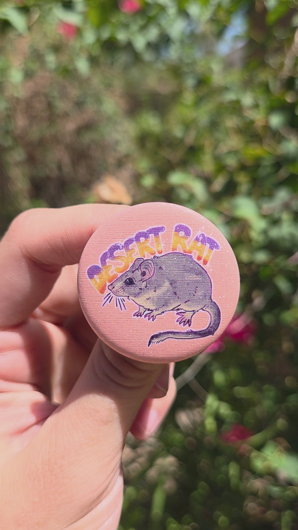 "Desert Rat" 1.5 Inch Shimmer Button Pin
