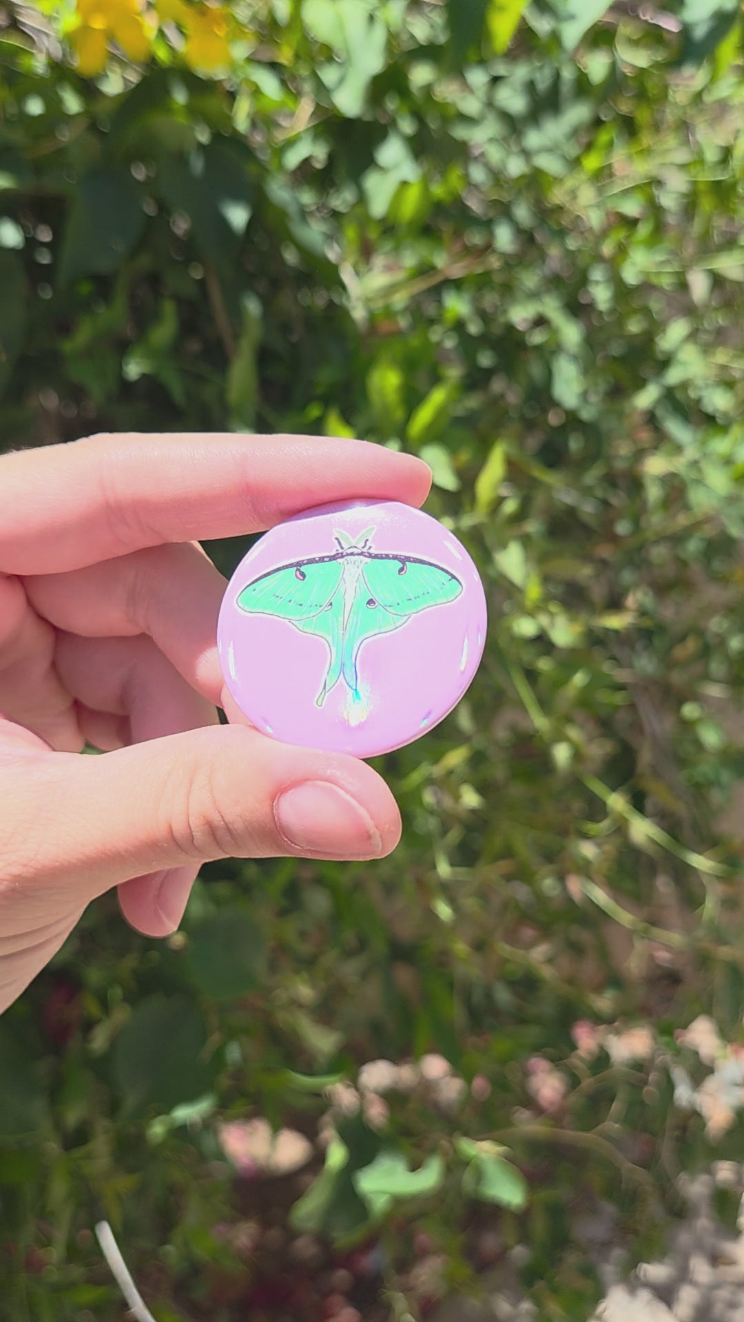 "Luna Moth" 1.5 Inch Holographic Button Pin