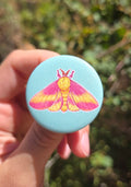 "Rosy Maple Moth" 1.5 Inch Shimmer Button Pin