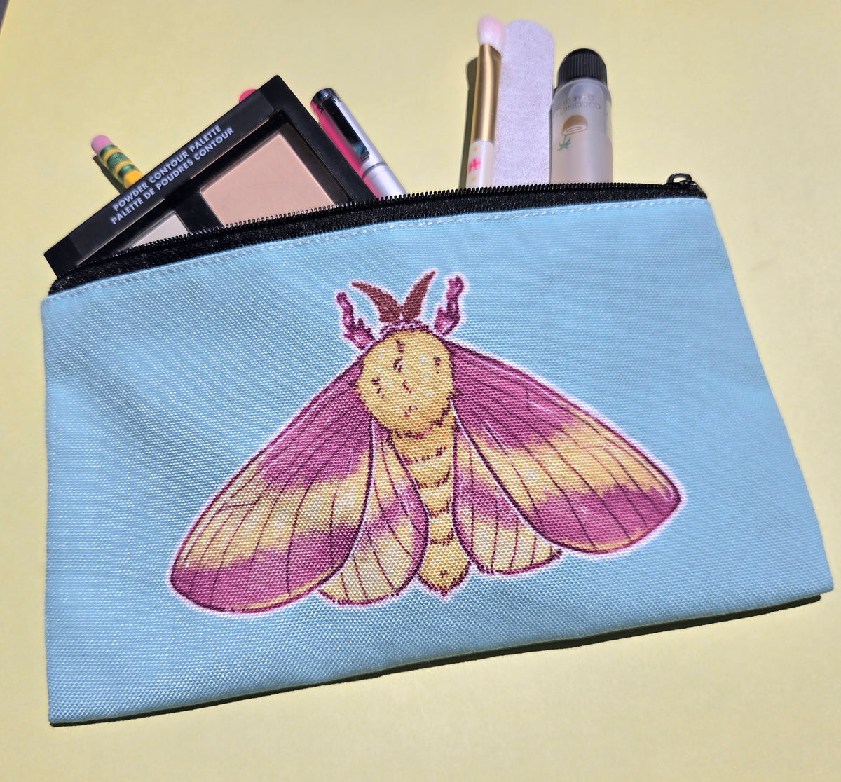 "Rosy Maple Moth" Canvas Pencil Bag