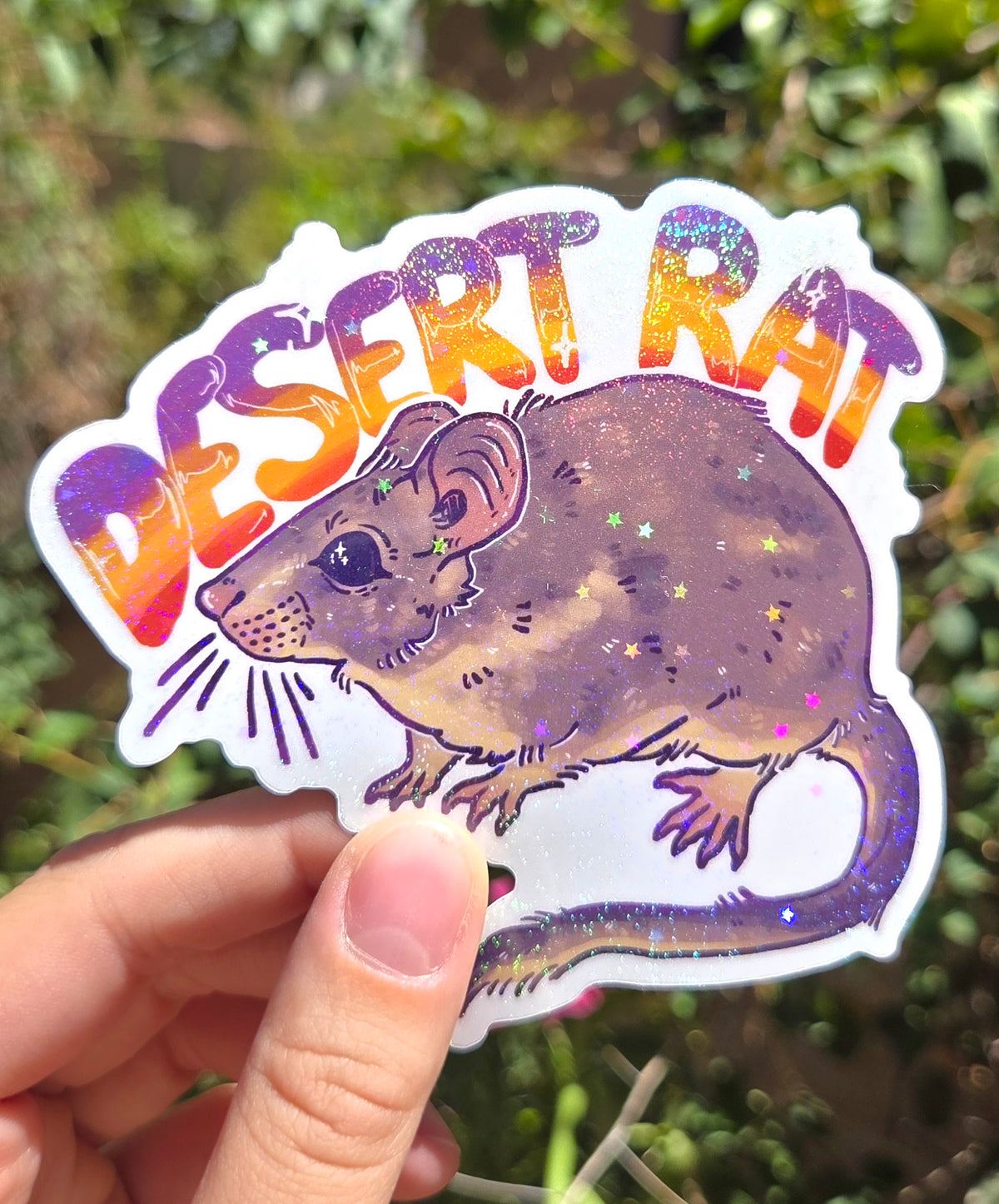 "Desert Rat" 4 Inch Waterproof Holographic Vinyl Sticker