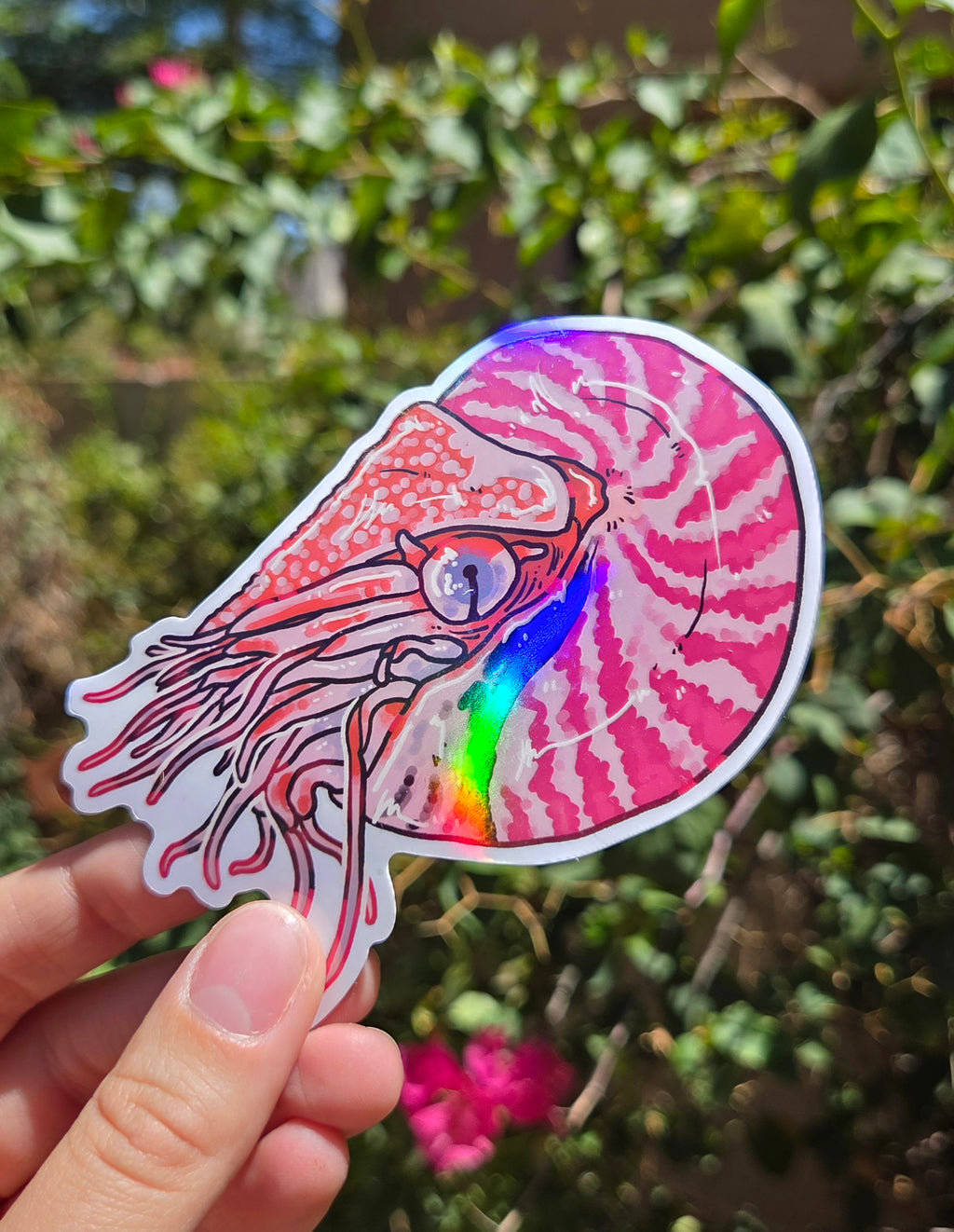 "Nautilus" 4 Inch Waterproof Vinyl Holographic Sticker