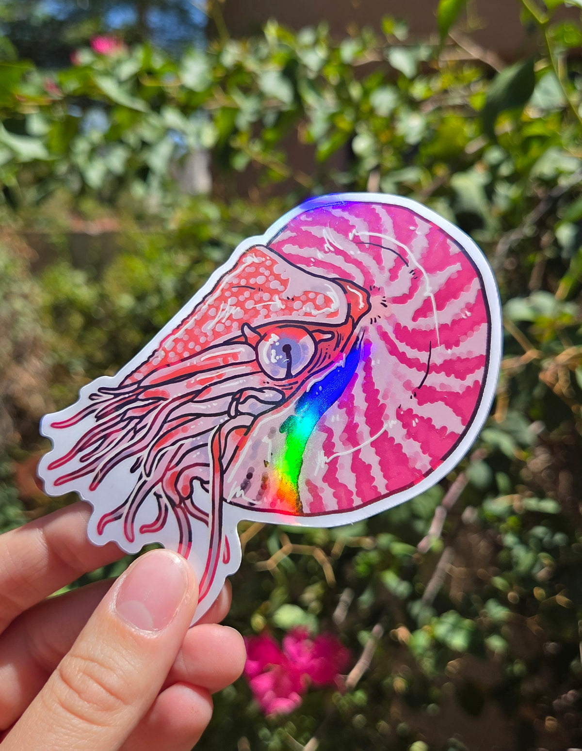 "Nautilus" 4 Inch Waterproof Vinyl Holographic Sticker