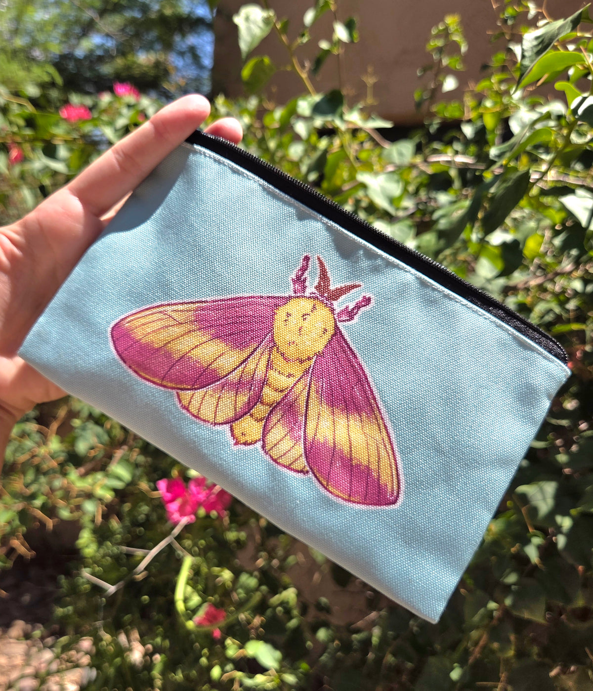 "Rosy Maple Moth" Canvas Pencil Bag